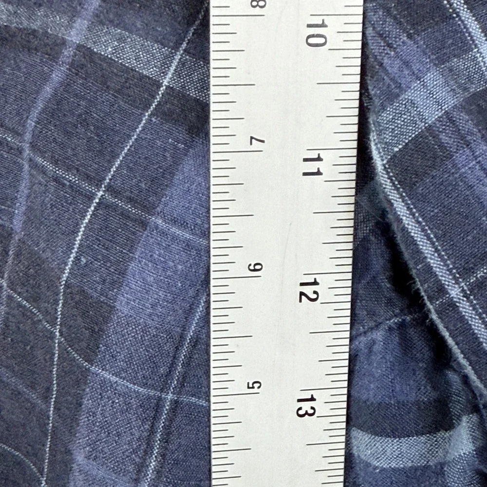 Banana Republic Shorts Mens 38 Plaid Navy Blue‎ Linen Cotton Blend Flat Front